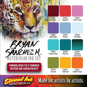 Complete Set of 12 Eternal Ink Bryan Sanchez Watercolour Ink Set 30ml (1oz)