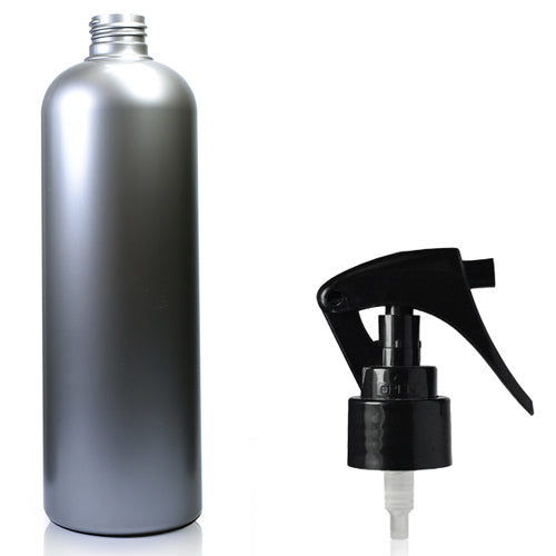 Silver Plastic Bottle & 24mm Mini Trigger Spray 500ml