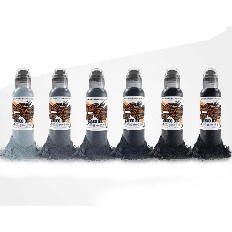 Complete Set of 6 World Famous Ink A.D. Pancho Pastel Grey Set - Ink Stop Consumables