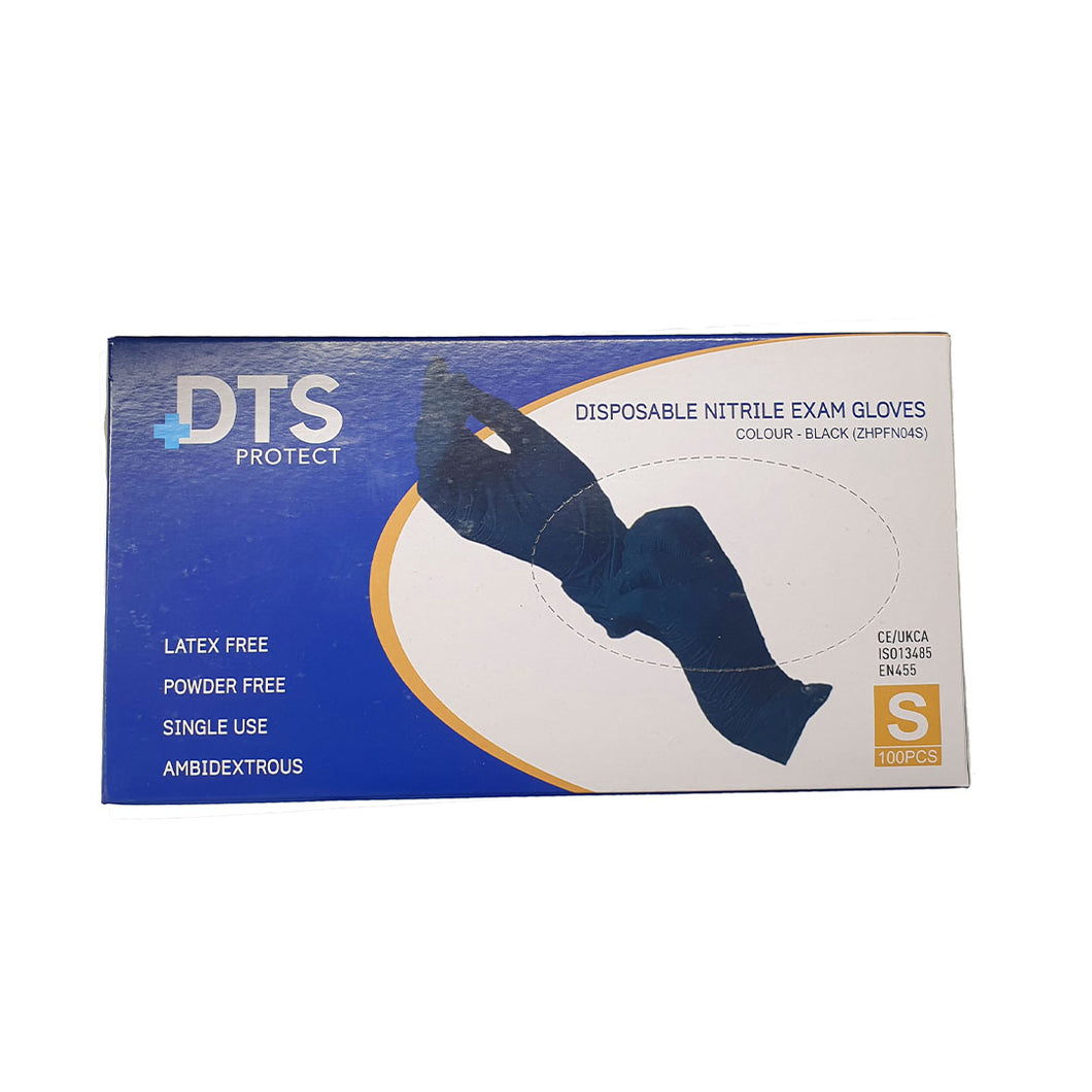 DTS Protect black disposable nitrile exam gloves