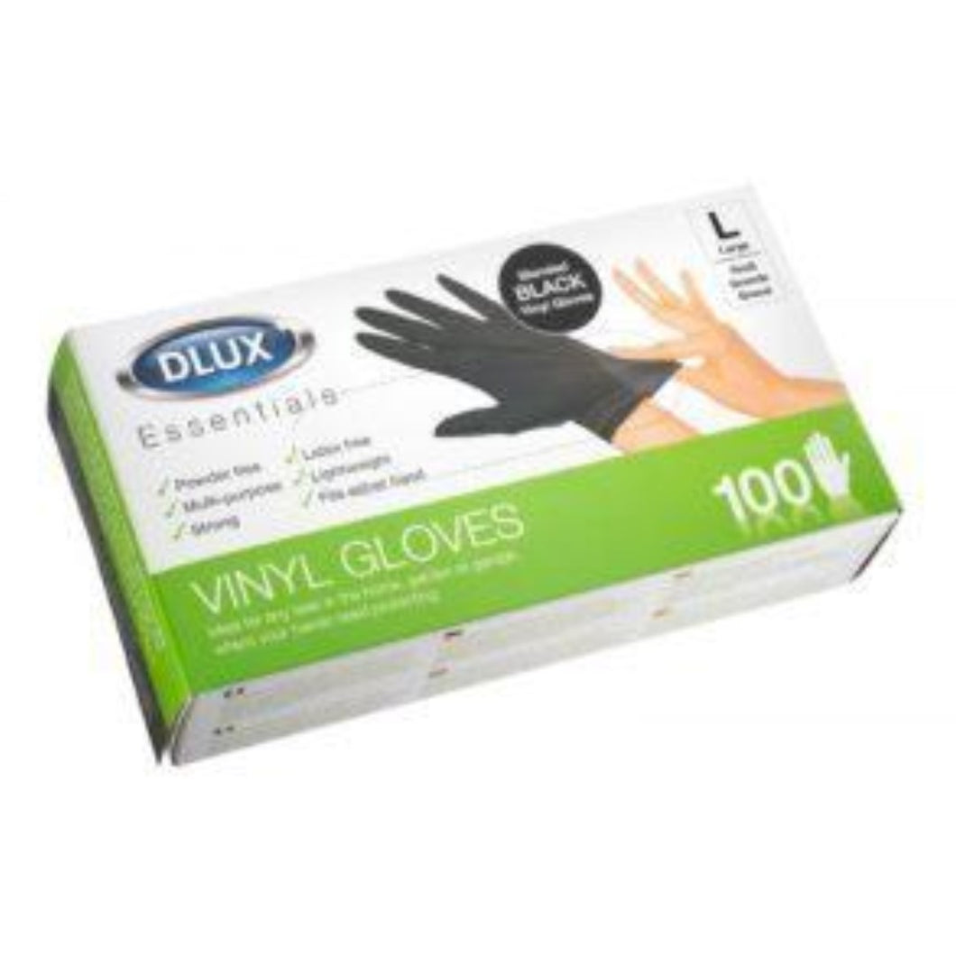Dlux Black Vinyl Gloves 100 pack