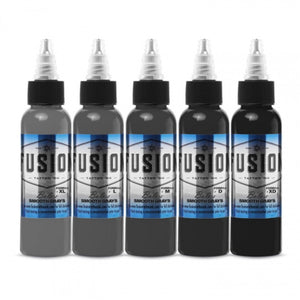 Complete set of 5 Fusion Ink Bolo's Smooth Gray Signature Palette 30ml (1oz) - Ink Stop Consumables