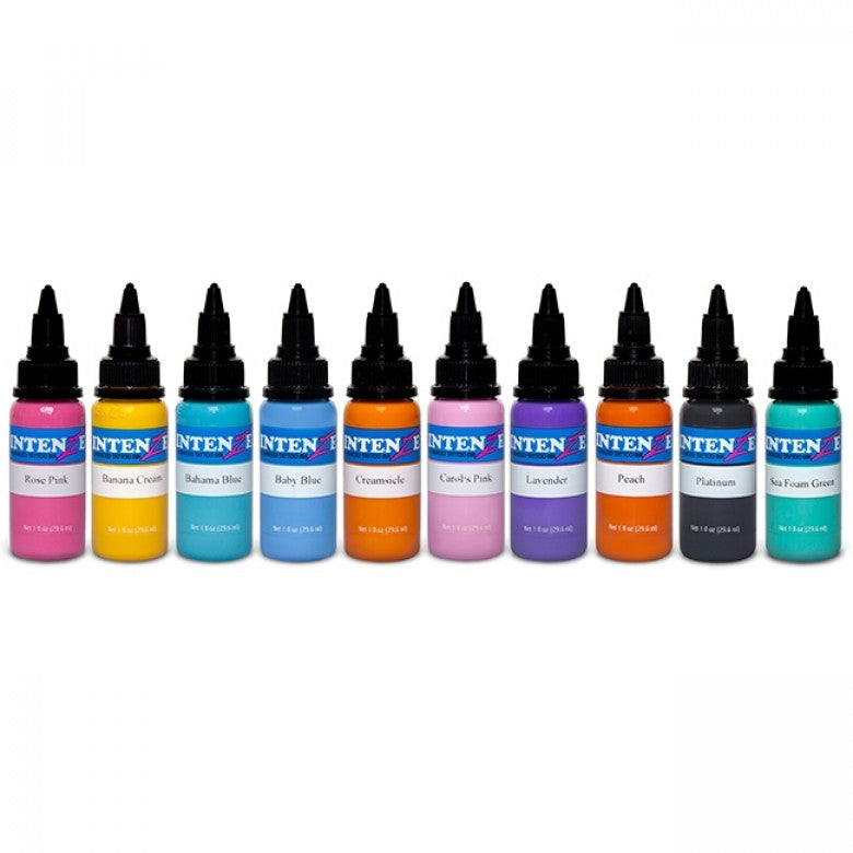 Complete Set of 10 Intenze Ink Ink Pastel Colours 30ml (1oz) - Ink Stop Consumables