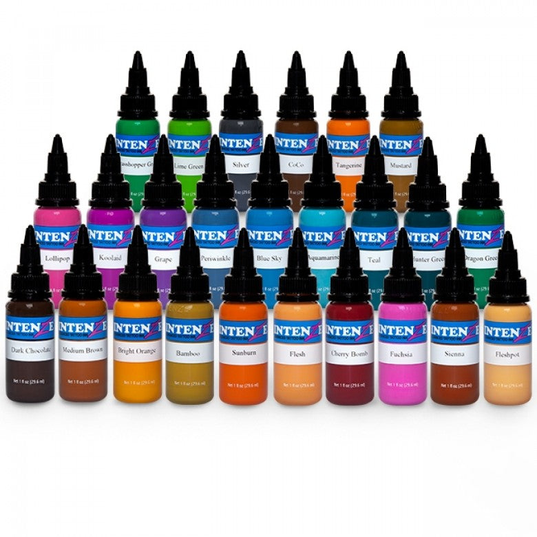 Complete Set of 25 Intenze Ink New Colours 30ml (1oz) - Ink Stop Consumables