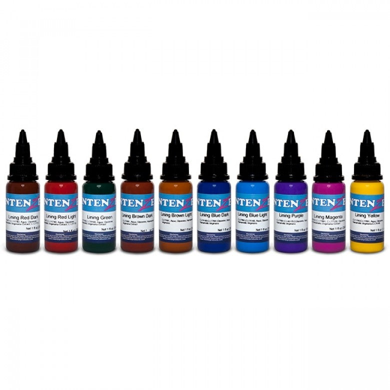 Complete Set of 10 Intenze Ink Lining Color Series 30ml (1oz) - Ink Stop Consumables