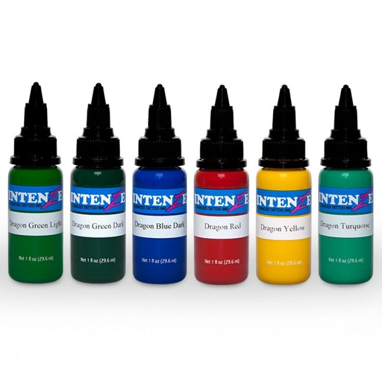 Complete Set of 6 Intenze Ink Dragon Colours 30ml (1oz) - Ink Stop Consumables