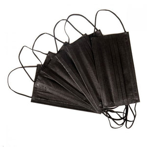 Jet Black - Disposable Face Masks - Black - 50 Pack