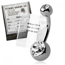 Load image into Gallery viewer, TITANIUM NAVEL BAR WITH GEM

