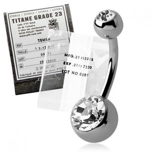 TITANIUM NAVEL BAR WITH GEM