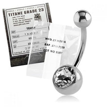 Load image into Gallery viewer, TITANIUM NAVEL BAR WITH GEM
