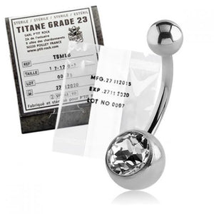 TITANIUM NAVEL BAR WITH GEM