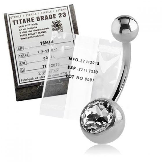TITANIUM NAVEL BAR WITH GEM