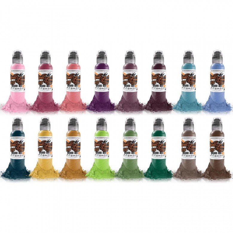 Complete Set of 16 World Famous Ink A.D. Pancho Colour Set 30ml (1oz) - Ink Stop Consumables
