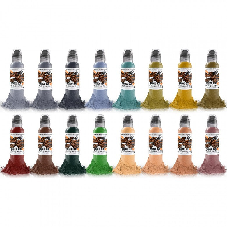 Complete Set of 16 World Famous Ink Sarah Miller's Valhalla Portrait Set 30ml (1oz) - Ink Stop Consumables