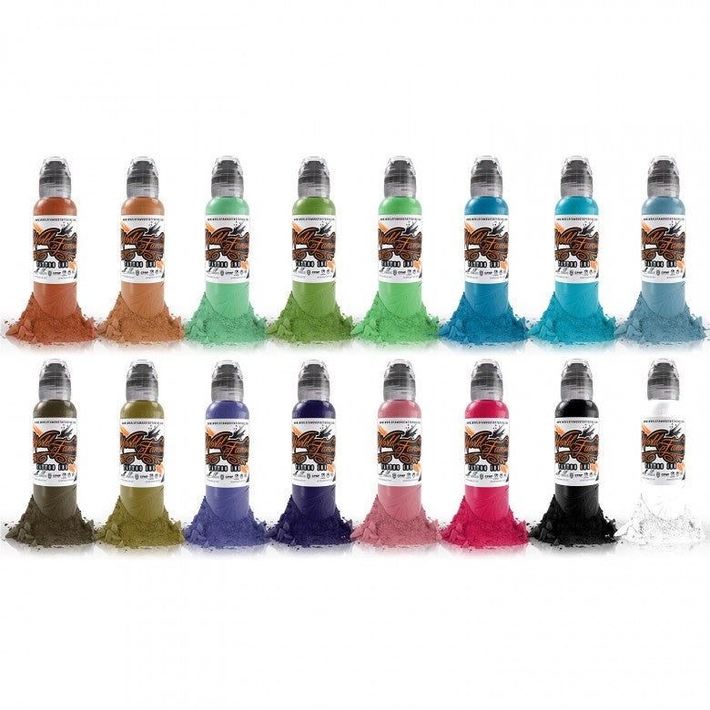 Complete Set of 16 World Famous Ink Sixteen Colour Set #1 30ml (1oz) - Ink Stop Consumables