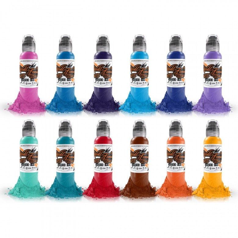 Complete Set of 12 World Famous Ink Primary Colour Set #2 30ml (1oz) - Ink Stop Consumables